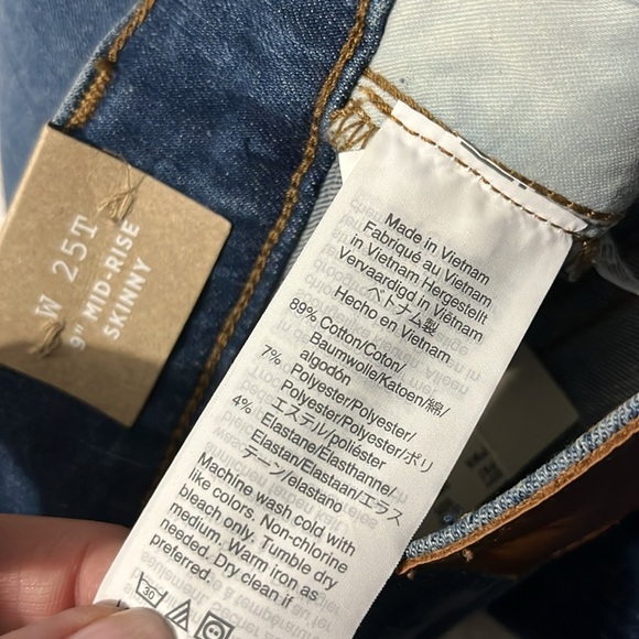 Madewell 9” Mid-Rise Skinny Jeans Size 25T.  NWT - Picture 9 of 12